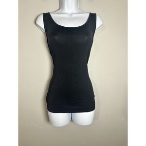 RENA LANGE Luxury Essential Black Silk & Elastane Scoop Neck Tank Top Sz L